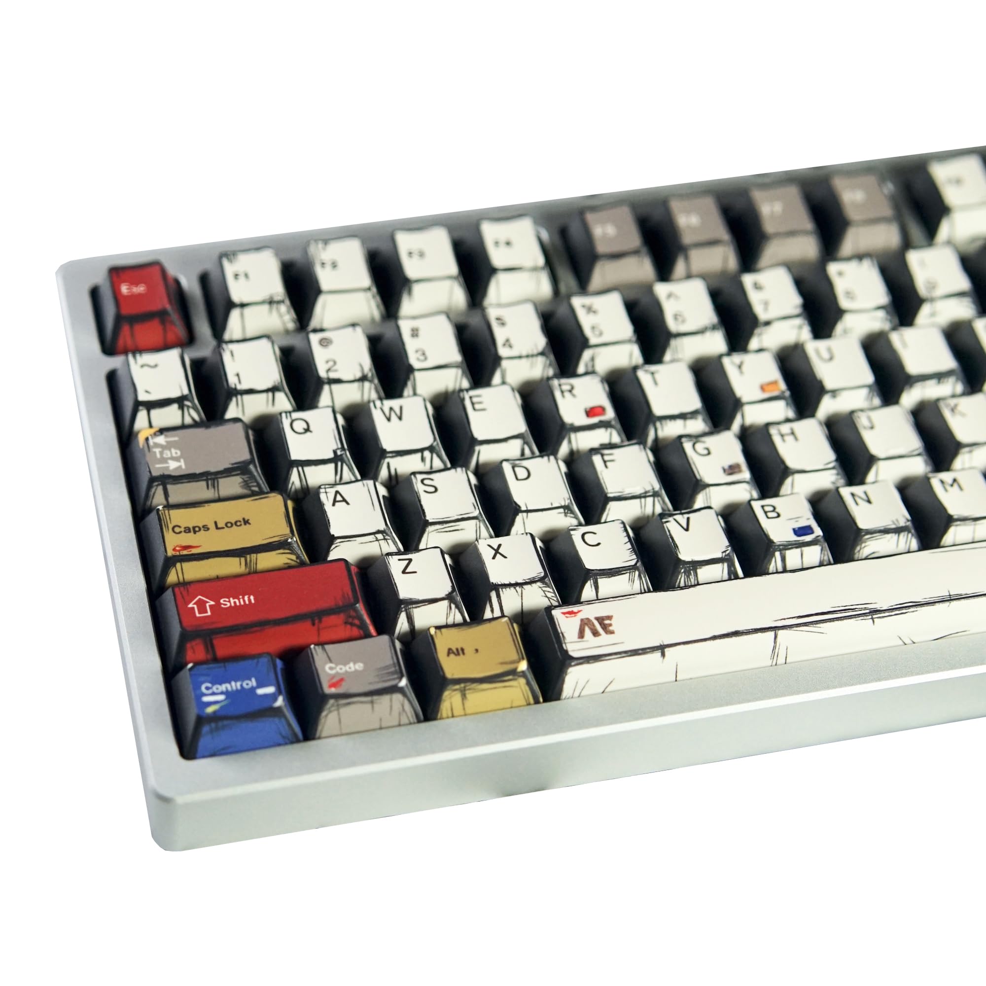 Komiksowe mieszane klawisze z motywem świetlnym, 141 klawiszy, anime, styl manga, kolor PBT Dye Sub Keycap niestandardowe klawisze do klawiatur mechanicznych MX (Comic Mixed Light 141)