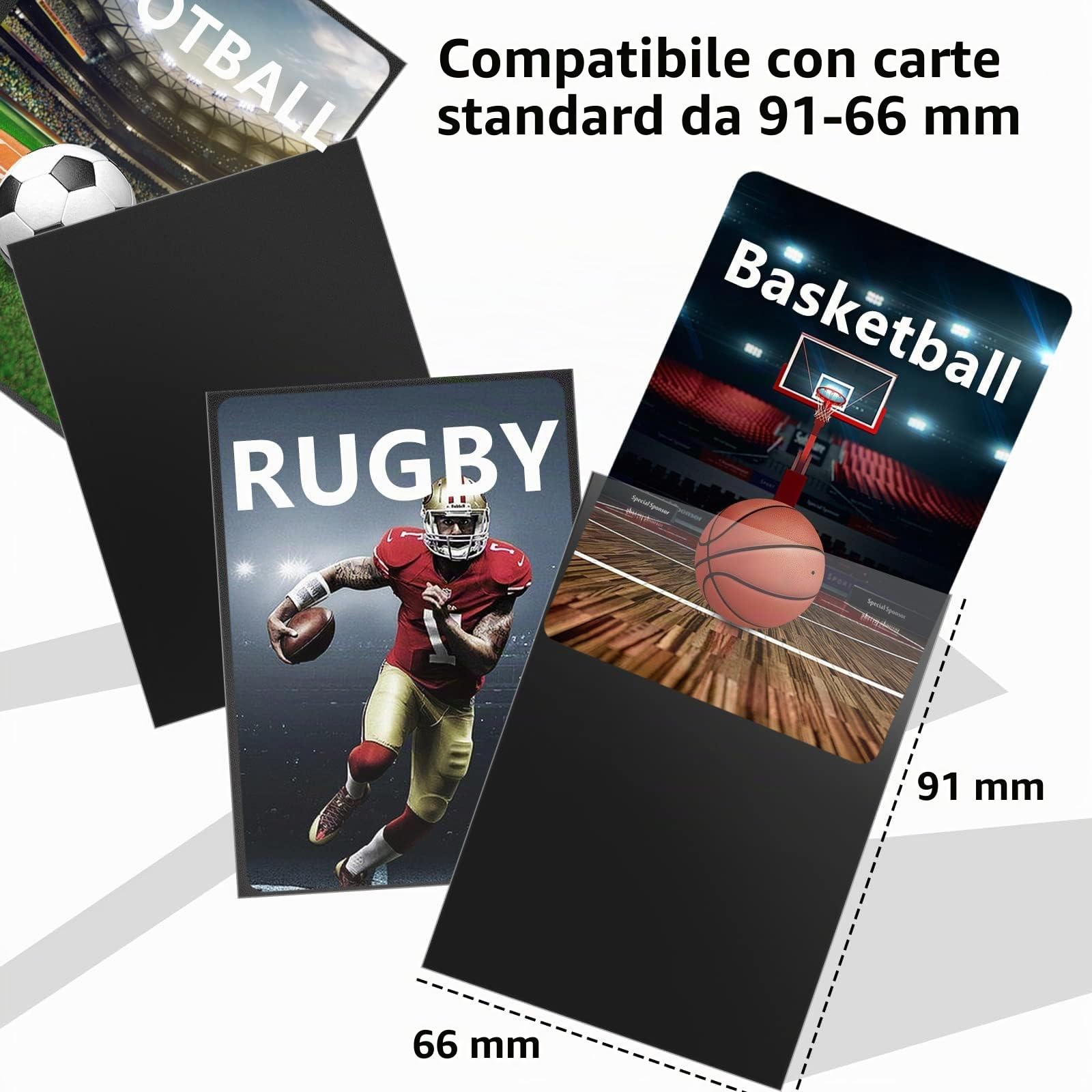 Mlikero 500 Bustine Protettive Morbide, 66 x 91 mm Card Sleeves Bustine Carte Standard per Carte Collezionabili, Sportive (Nero)