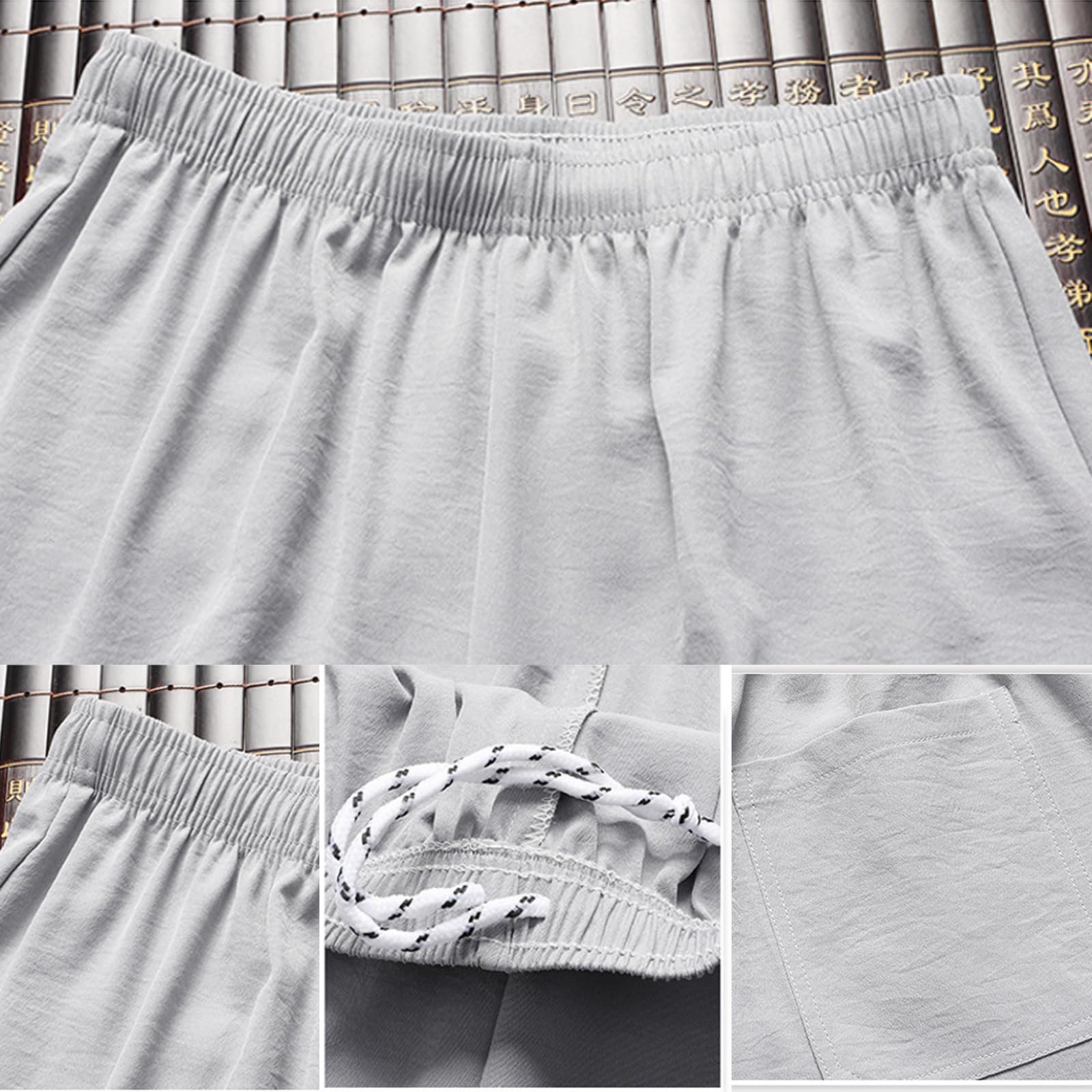 Traje De Espiga De Lino De Algodón para Hombres, Ropa De Arte Marcial De 2 Piezas, Pantalón Chino De Manga De Chino, Tai Chi Kung Fu Disfraz(Size:185,Color:d)