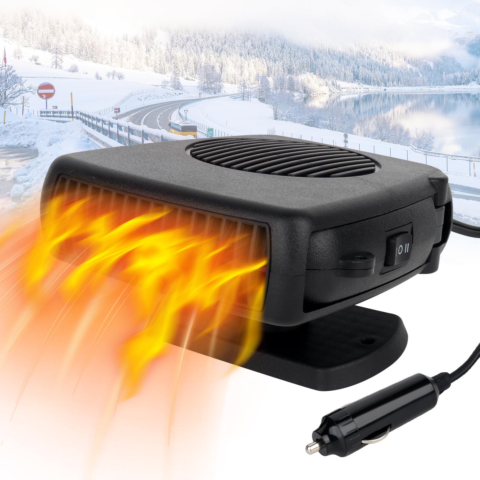 Mineup Chauffage De Voiture 12 V, DéGivreur De Voiture, 2 en 1 Chauffage Automobile Portable, Chauffage Soufflant De Voiture, Radiateur Soufflant Voiture Portable pour Camping RV Voiture