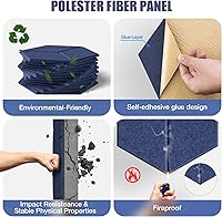 Vista 6 de Paquete de 12 paneles acústicos autoadhesivos de 12 x 10 x 0.4 pulgadas, paneles de espuma a prueba de sonido con alta densidad, diseño forrado