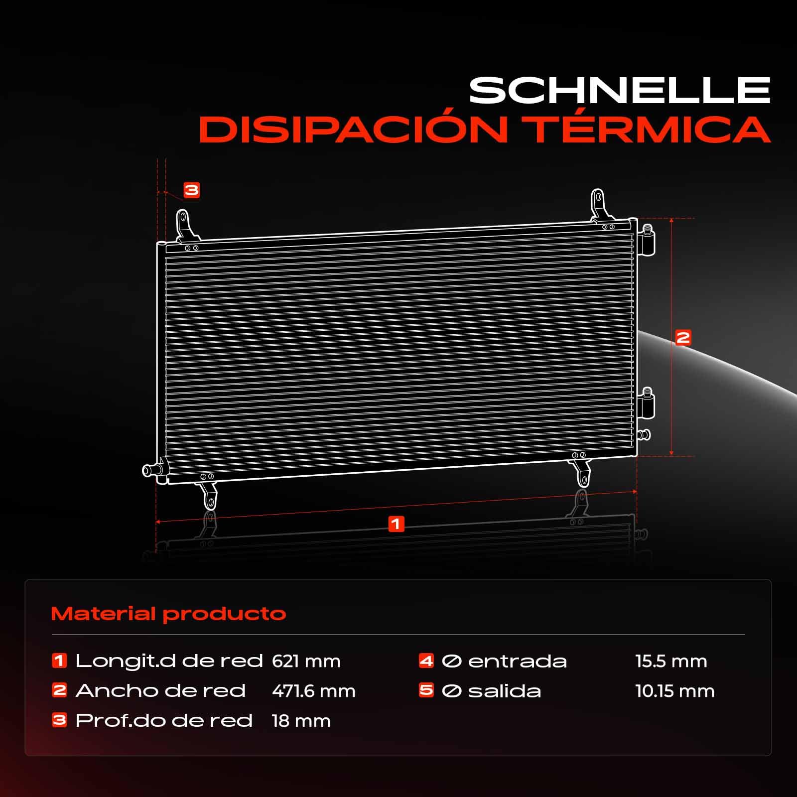 Frankberg Condensador del aire acondicionado 68050127AB | Compatible con: Tema LX, 300 C LE LX, 300 C Touring LE LX, Cargador