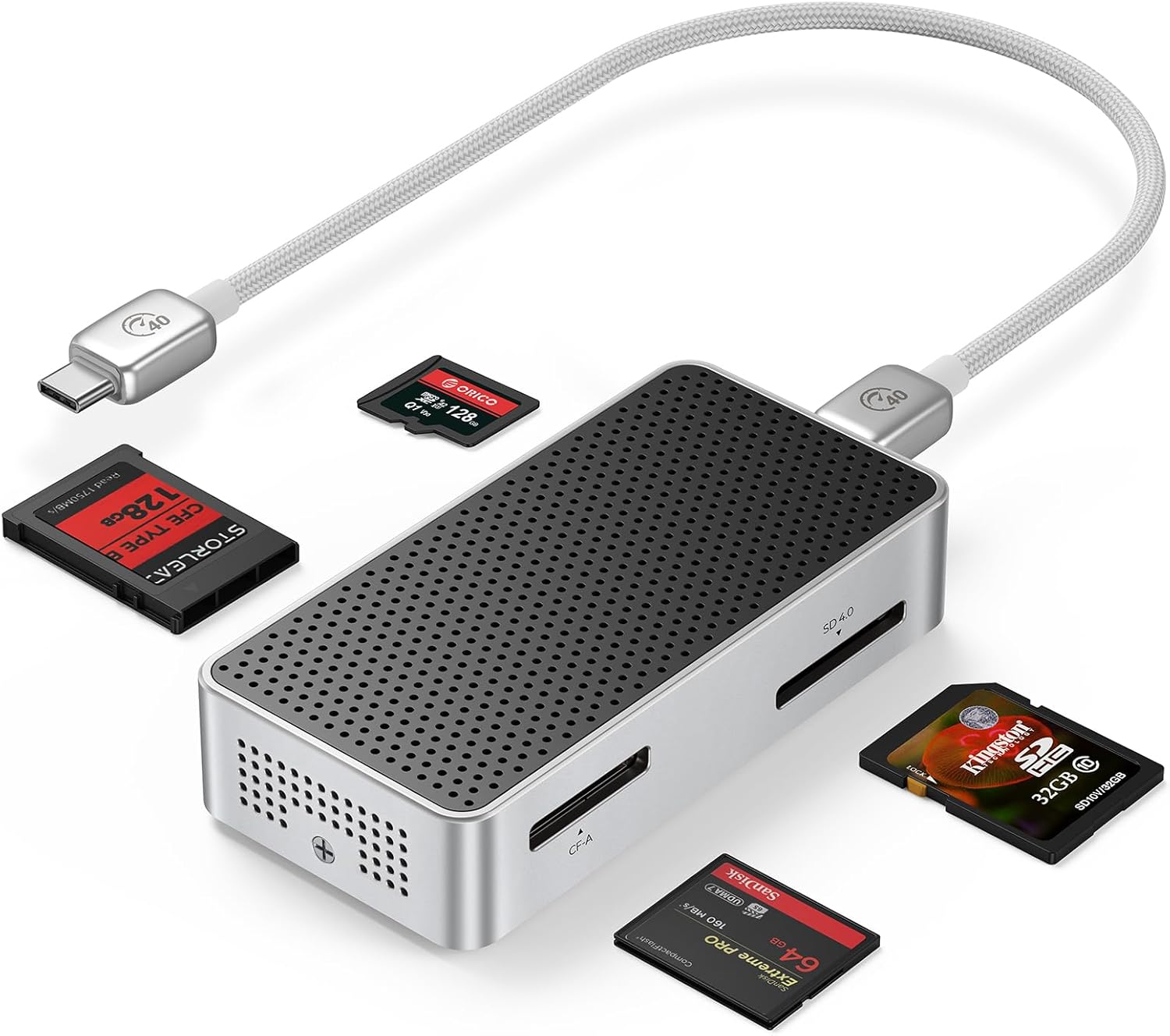 ORICO CFexpress Type B Card Reader 1500MB/s for 8k Video with CFexpress Type A and SD/TF4.0 Card Adapter 4-in-1 Simultaneous Reading Compatible with Sony/Canon/Nikon/Fuji (M4DK)