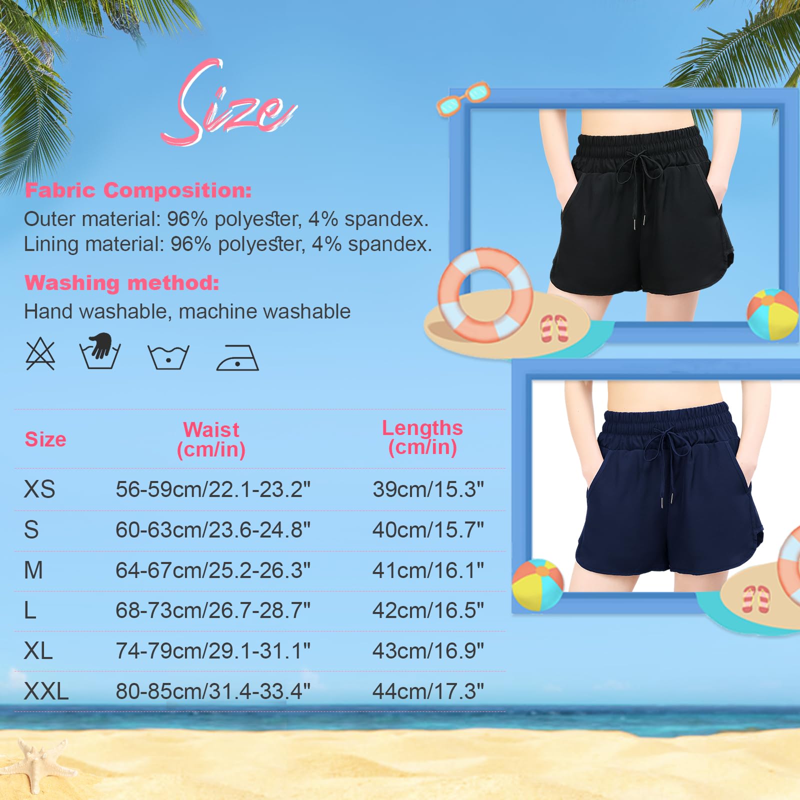 Kefiyis Pantaloncini Donna Asciugatura Rapida Vita Alta Costume Donna Pantaloncino con Tasca