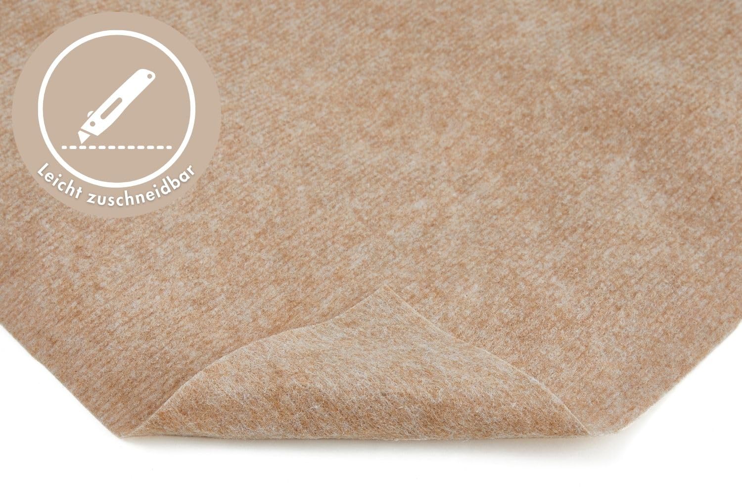 andiamo Teppichboden Milo - Nadelfilz Meterware, Teppich zum zuschneiden, Bodenbelag aus Nadelflies, funktional und leicht zu verlegen, 200 x 500 cm, Beige