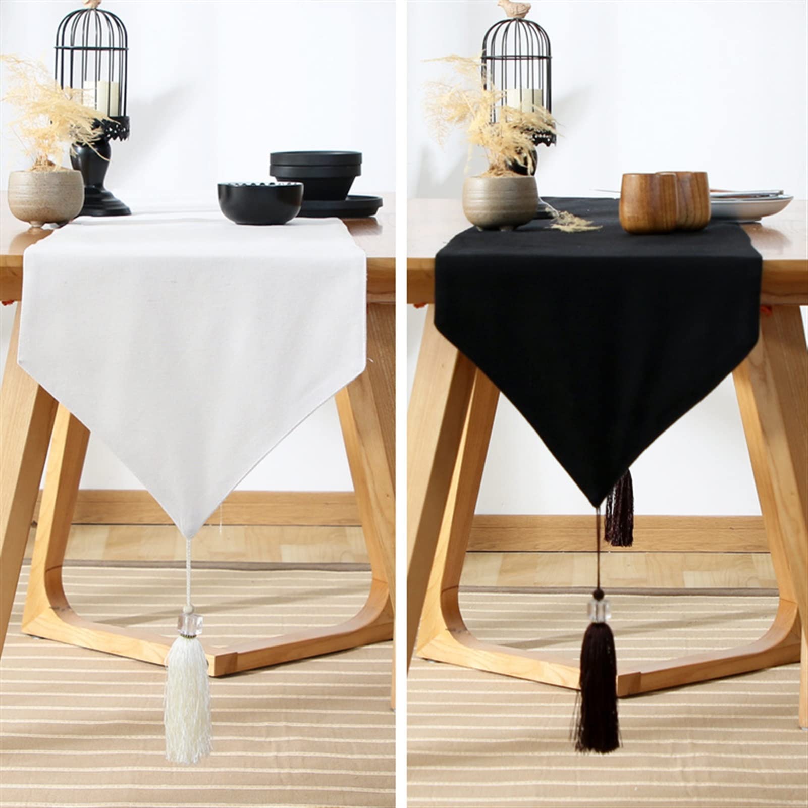 Elegancki i luksusowy Biały elegancki stół obrusowy czarny stół akcesoria Prezenty świąteczne (Color : Black, Size : 33x200cm)