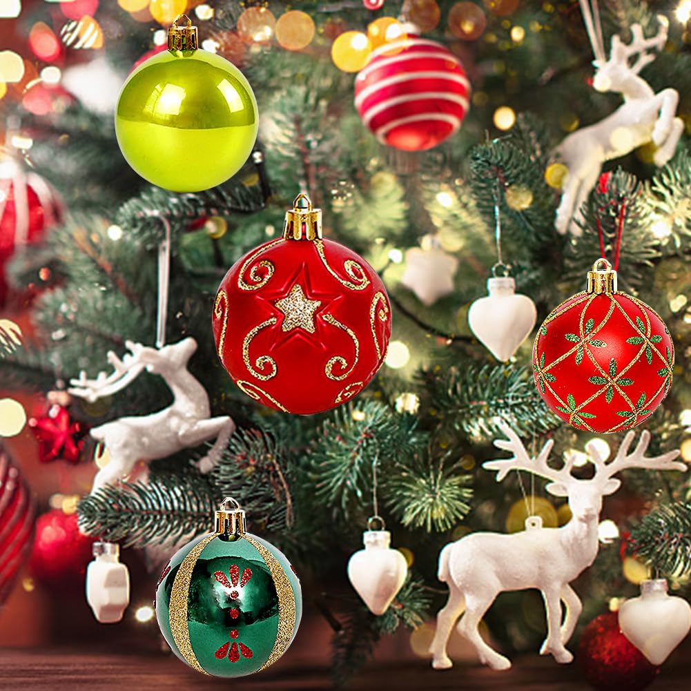 Kerstballen, 30 stuks, 6 cm, grote kerstballen, set decoratieve ballen om op te hangen, onbreekbare kerstballen, kerstversiering voor kerstboom, decoratie, feest, bruiloft