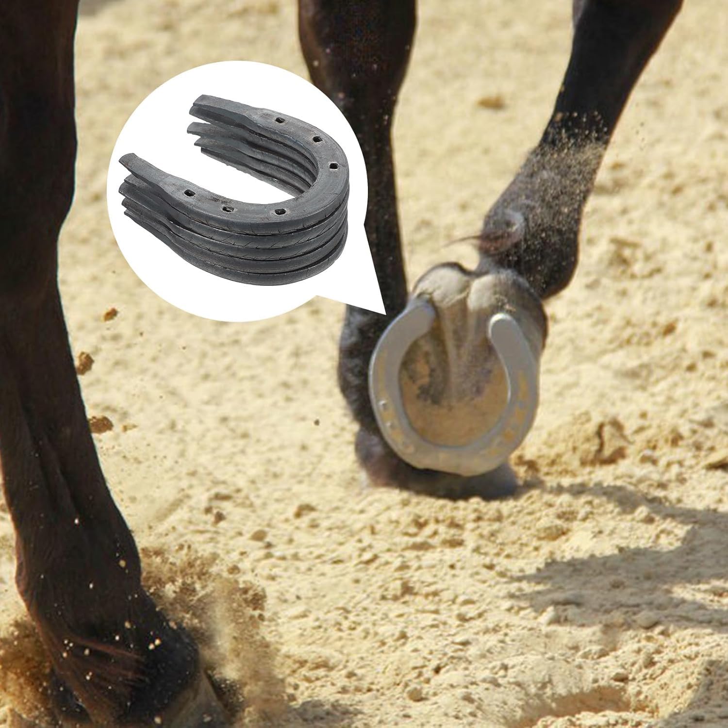 5 herraduras reemplazables para caballos y burros, almohadillas de metal firme, tamaño 2 con ranura abierta, suministros de herradura para uso ecuestre y estable, mango cómodo