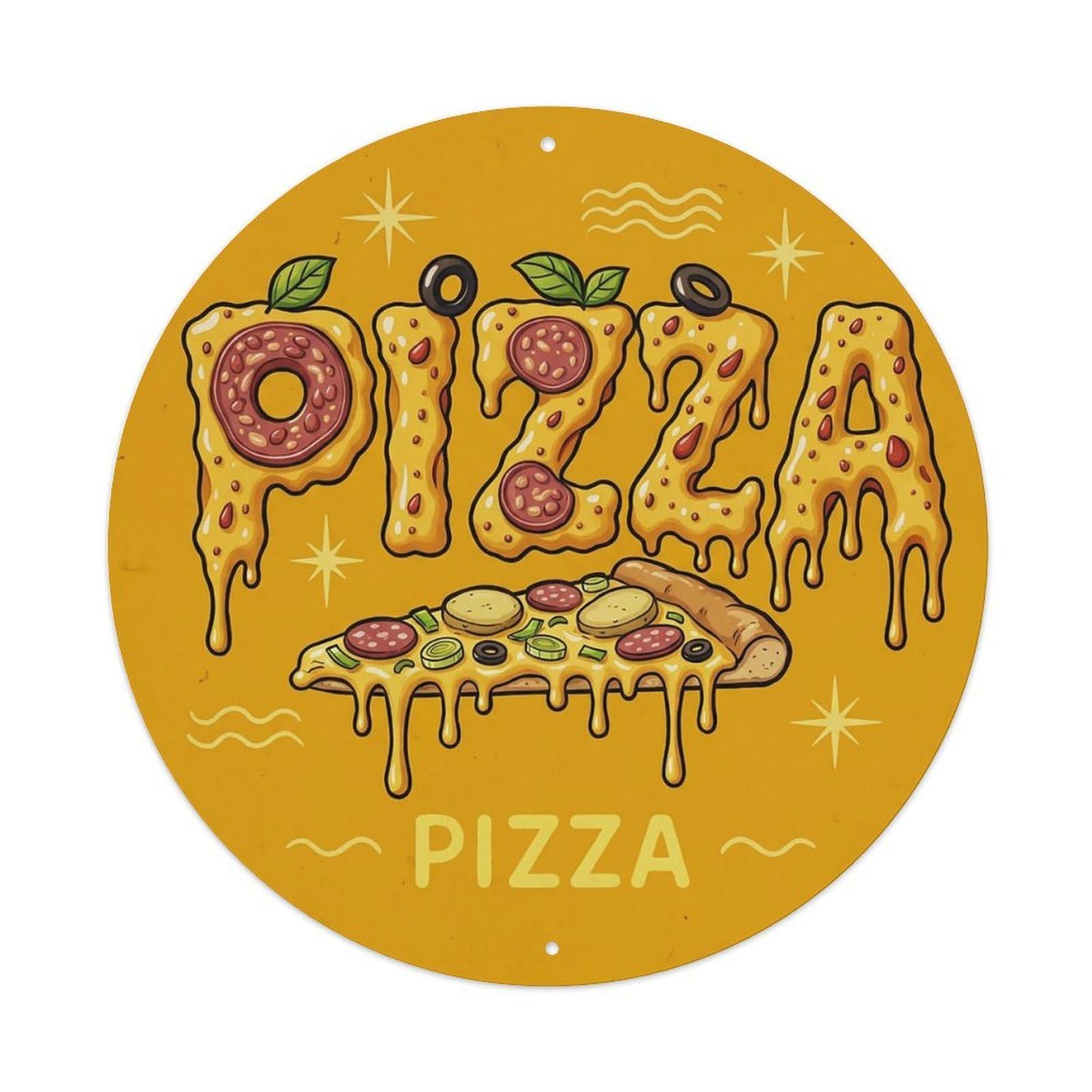 Huiyhb 8X8inch(20X20cm) Vintage Pizza Slice Leek Potato Metal Tin Sign