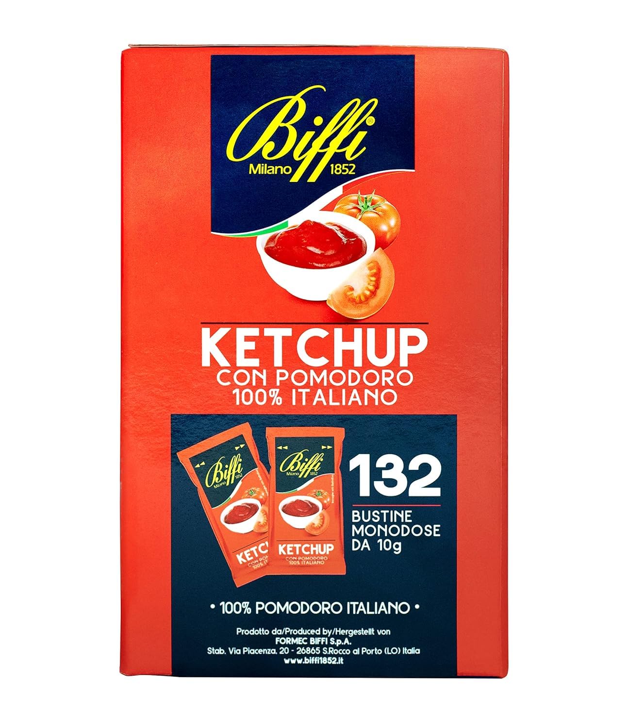 Italian Gourmet salsa ketchup Ketchup Sauce für Burger Panini 6 x 10g | Monoporzioni pratiche, gusto agrodolce; ideal zu Pommes, Hotdog, Grillparty, Gesamtnettogewicht 60 g + Kostenlos Polpa 400g