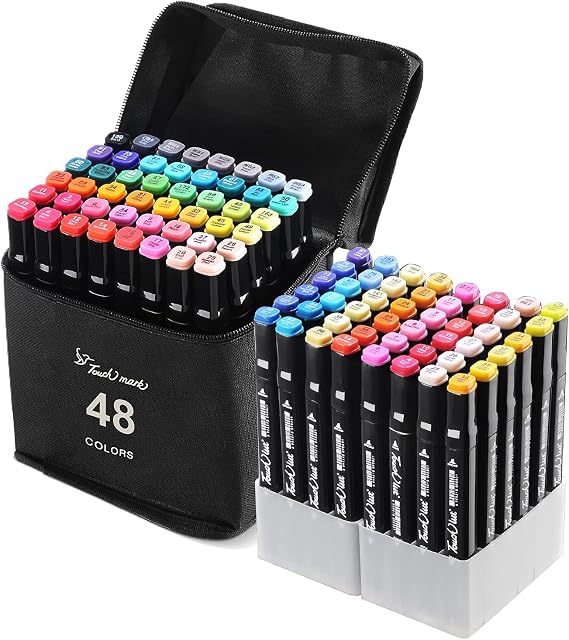 48 Colors Markers Pens, Art Pens for Drawing, Permanent Art Marker Pens for Kids & Adults, Anime and Manga colouring Pen, Double Tipped Graphic Marker Pen (48 Colours)