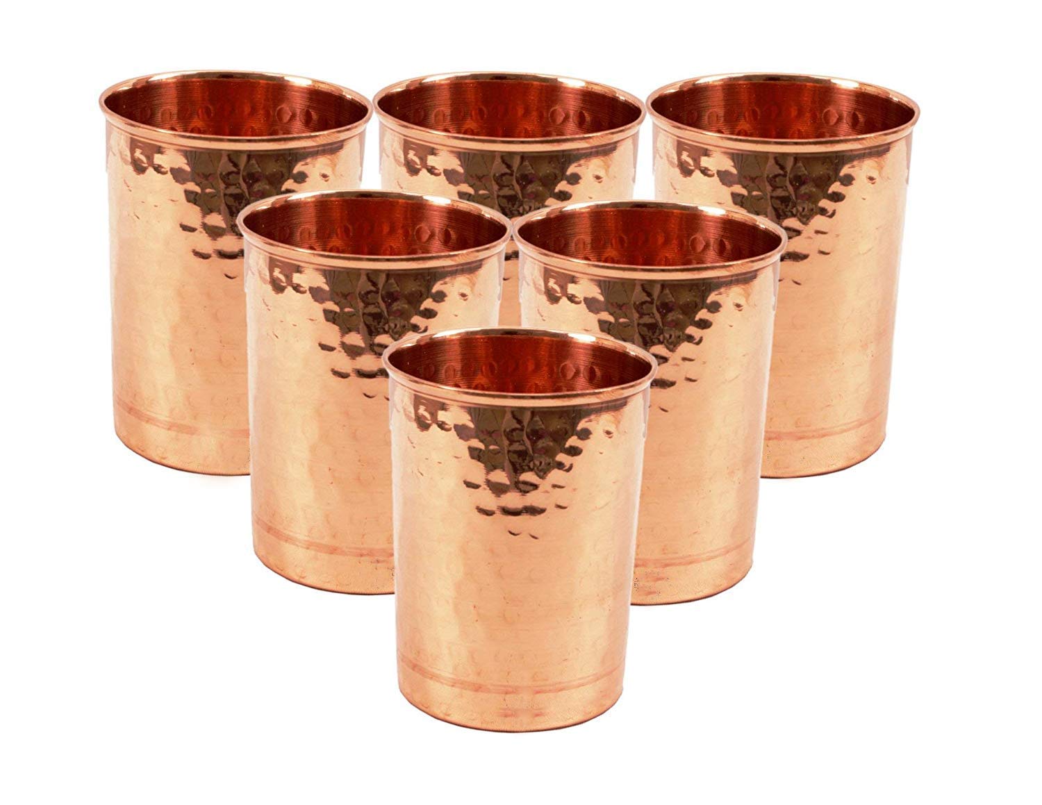Ukal Hammered Copper Glass Tumbler Drinkware Set Of 6 8 Ounce