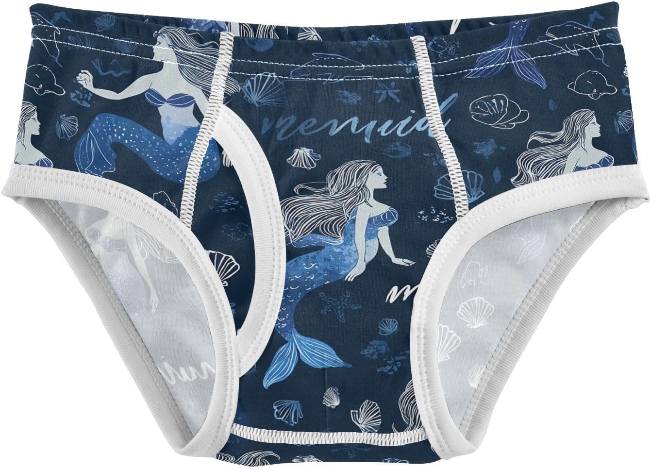 visesunny Blue Ocean Mermaid Potty Training Underwear Boys Toddler Cotton Soft Brief Size 2T-8Y for Kids 2-8Y