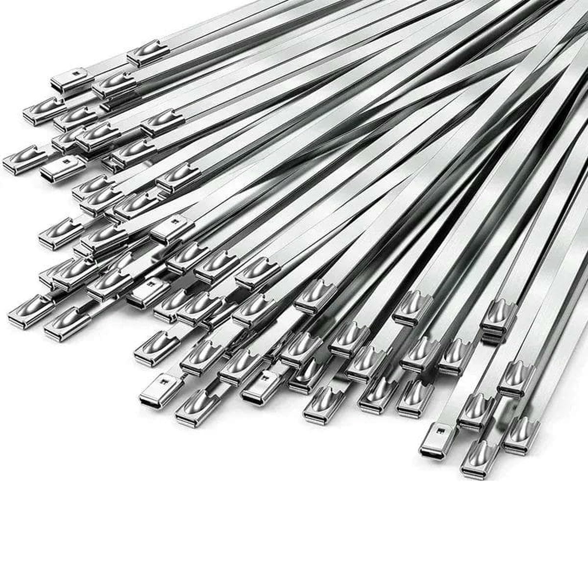 Bsguz 4.6X200mm 20/40/80/100Pcs Stainless Steel Metal Cable Ties Exhaust Wrap Coated Locking Metal Zip-Exhaust Multifunctional Locking Cable Tie-20