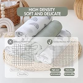 GLLQUEN BABY Receiving Blanket Boy Cotton Muslin Swaddle Blankets Girl Newborn Squares Breathable & Soft Thin Baby Blankets Cloths Double Absorbent Infant Swaddling Wrap - 3 Pack (Star)