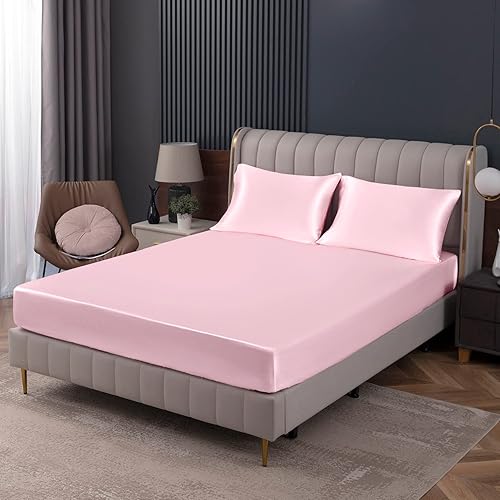 Miniatura 35 de Homiest Sábanas Bajeras de Satén Negro Tamaño Full con Bolsillo Profundo, Lujo y Ultra Suave, Ropa de Cama Individual, Vendidas por Separado