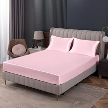 Homiest Blush Pink Satin Fitted Sheet, Queen Deep Pocket Only | Lustrous Polyester, Protects Hair And Reduces Wrinkles, Fade Resistant, Fully Elasticized For Secure Fit, Machine Washable