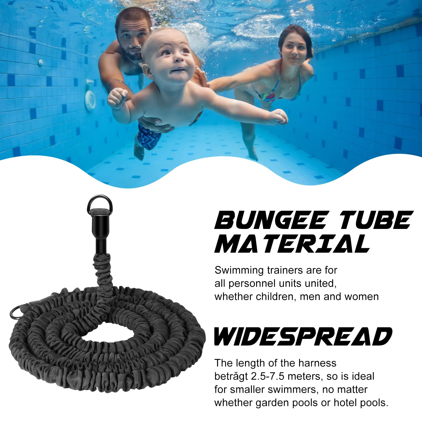 Schwimmgurt für Pool 2.5-7.5M Einstellbare Schwimmgürtel für Erwachsene Schwimmtrainer Jedes Schwimmbad Ohne Gegenstromanlage