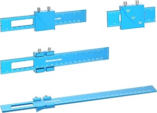 Woodworking Ruler, Adjustable Angle 30°, 45 °, 60 °, 90°, 3Pcs Precision Pocket Ruler Aluminum Slide Ruler Inch and Metric T-Type Scribing Ruler Square Ruler T Track Ruler Marking Measuring Ruler