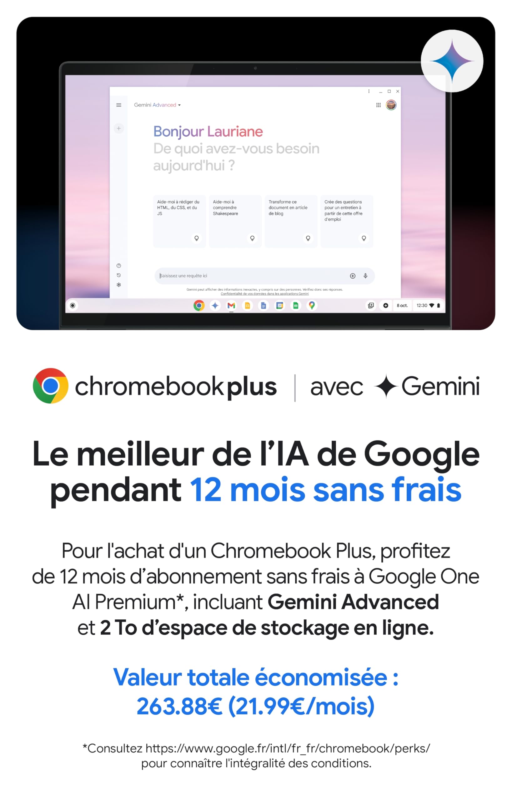 ASUS Chromebook Plus CX3402CBA-MW0198 avec Google AI - Ordinateur Portable Tactile 14" Full HD (Intel Core i5, RAM 8 Go, 512 Go, ChromeOS) - Clavier AZERTY FR