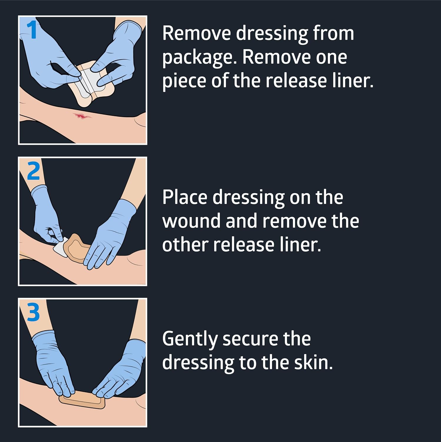 Medline Optifoam Gentle EX Silicone-Faced Adhesive Foam Dressings, 4” x 4”, 3 Count
