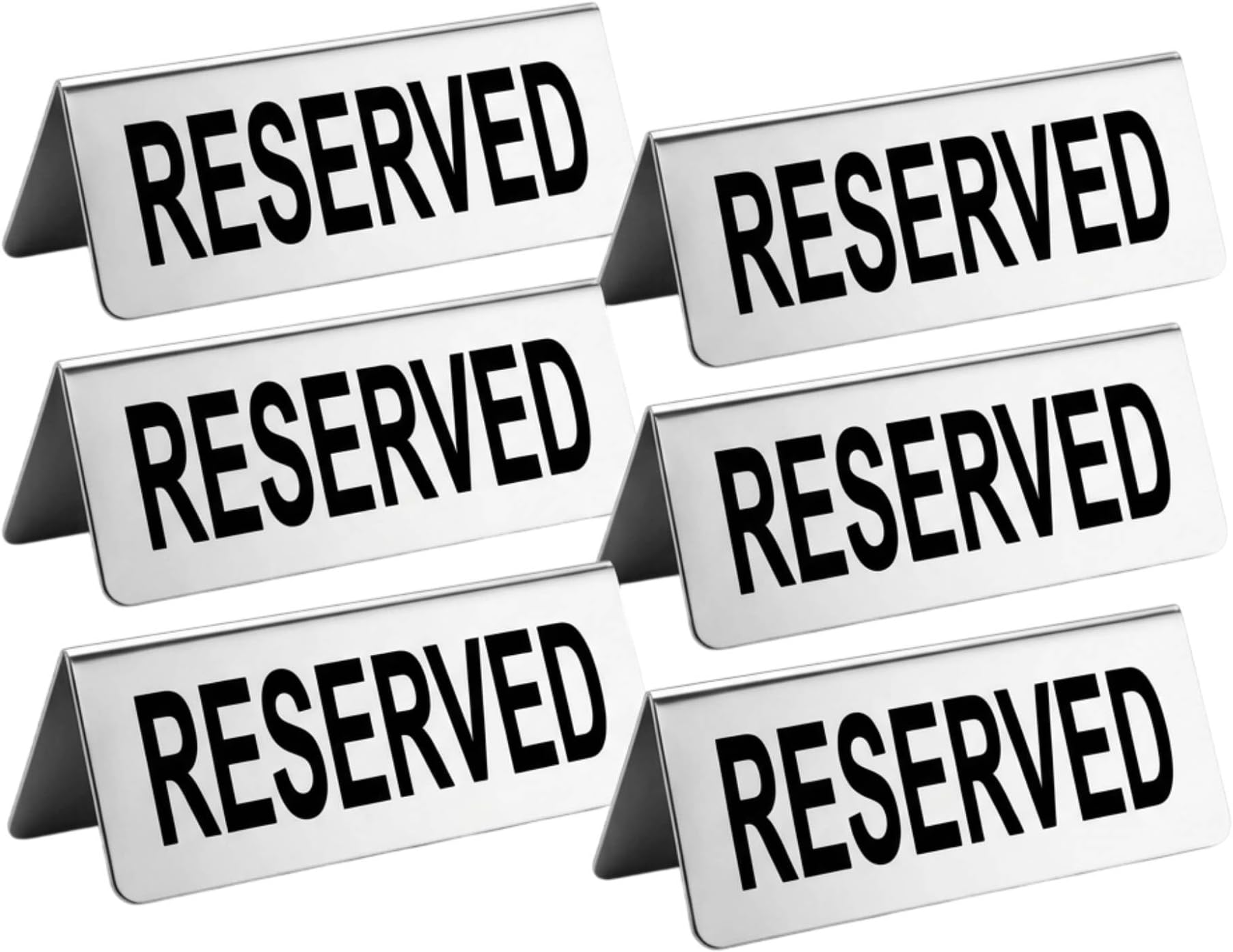 Stainless Steel Reserved Table Sign Board Silver Pack of-(6)