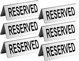 FINALITY Stainless Steel Reserved Table Sign Board Silver Pack of-(6)