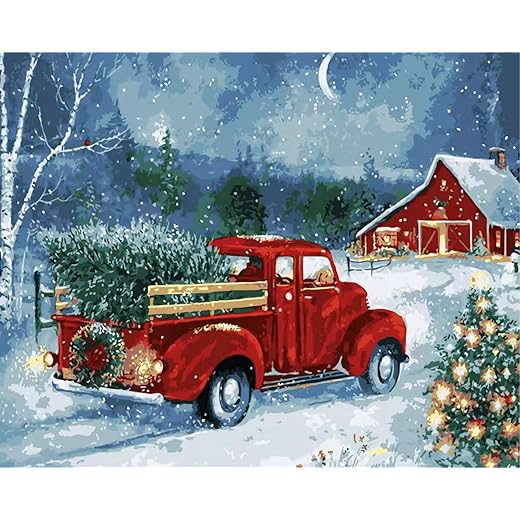 Eiazuiks Paint by Number for Adults. Christmas Paint by Numbers for Adults Beginner Drawing Paintwork with 3 Paintbrushes Paint Canvas Oil Painting Christmas Tree 16” x 20”