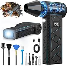 Electric Dust Blower, LCD Screen Compressed Air Blower, 180000 RPM Compressed Air Blower, with Flashlight and Auxiliary Light, for Computer Keyboards, Outdoor, Cars, Etc, Black