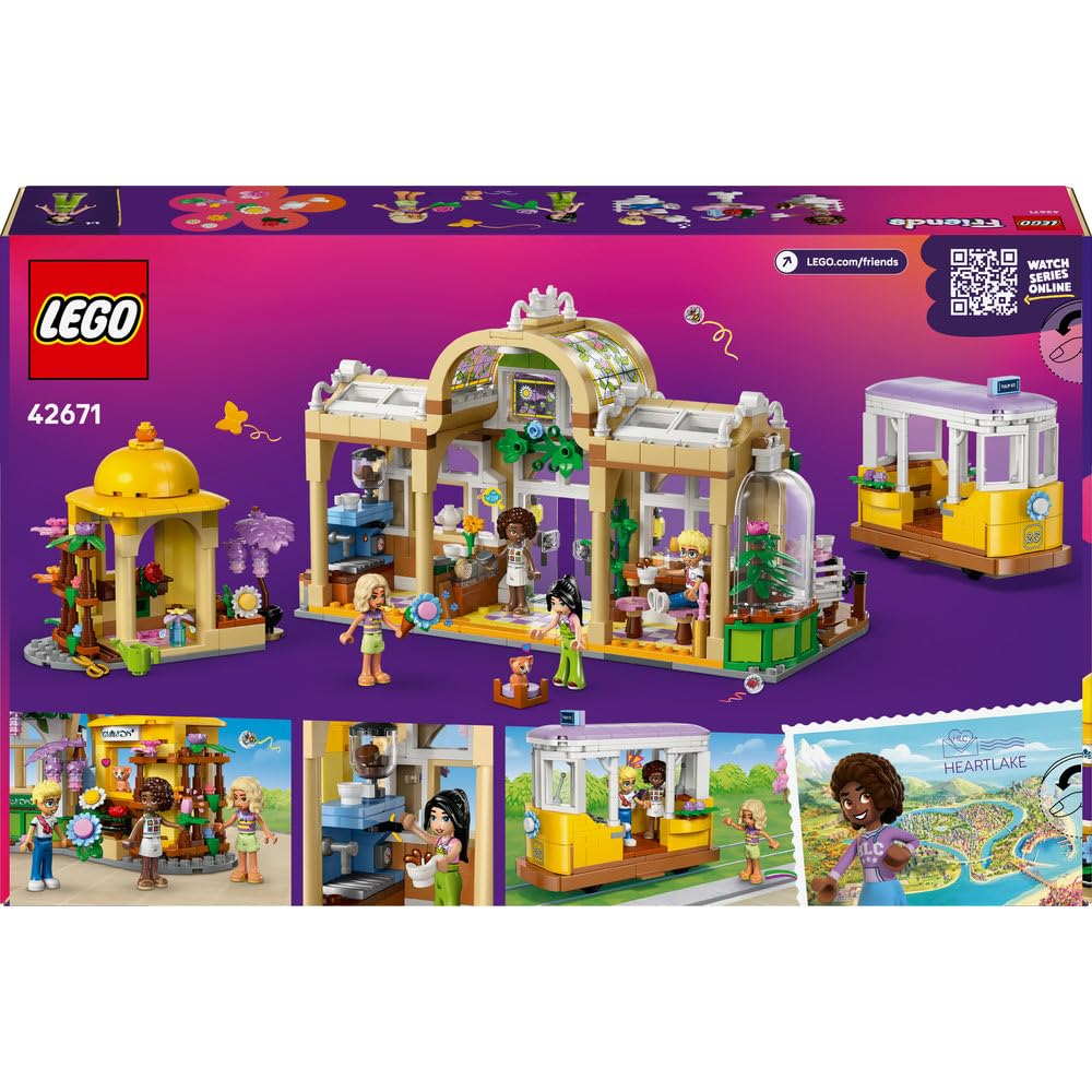 LEGO Friends Zielona kawiarnia i kwiaciarnia 42671 | Miejska kawiarnia, zestaw do odgrywania ról, prezent dla dziewczynki i chłopca 9+, 1138 elementów