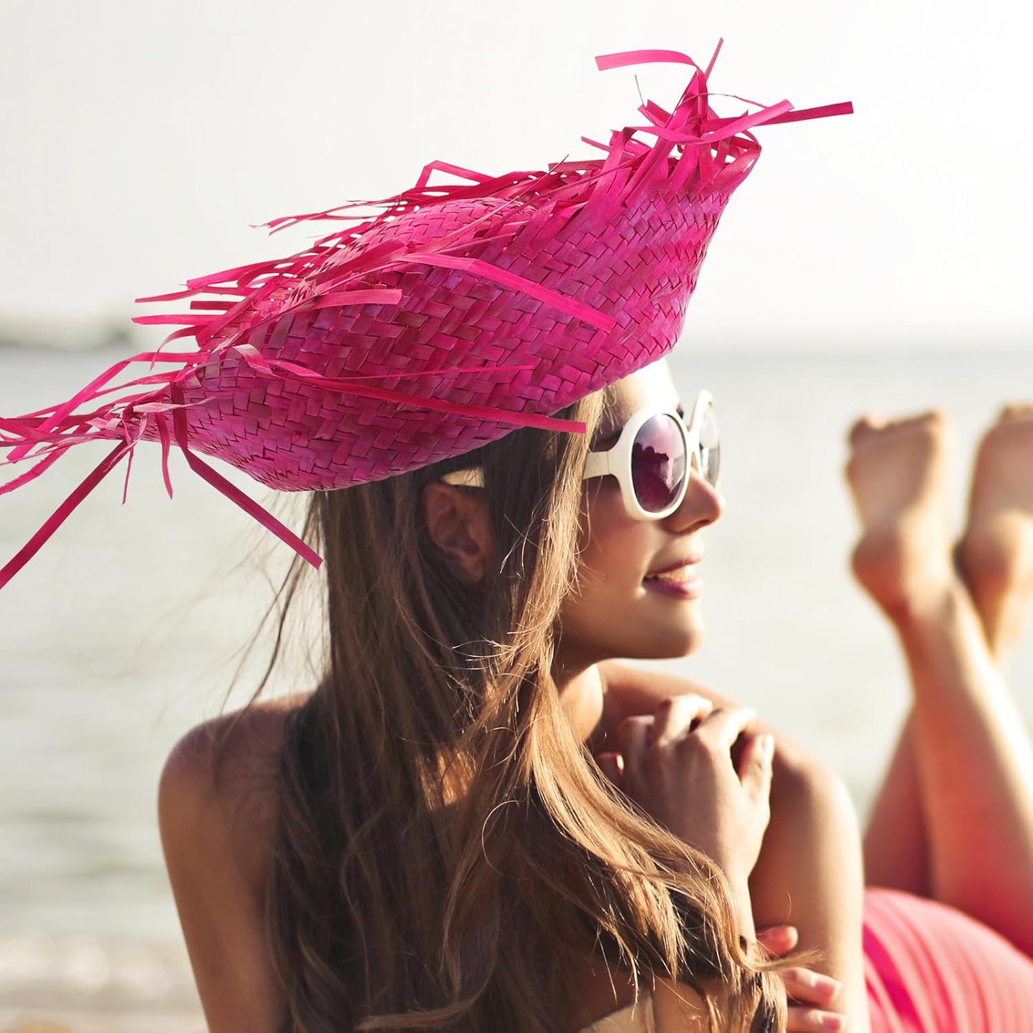 Kisangel Hawaiian Style Woven Straw Hat for Adults, Comfortable Summer Beach Sun Hat, Mexican Themed Party Accessory, for Events and Outdoor Activities