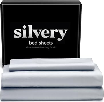 Silvery Silver Infused Bed Sheets Set Model 2 Gray, Twin