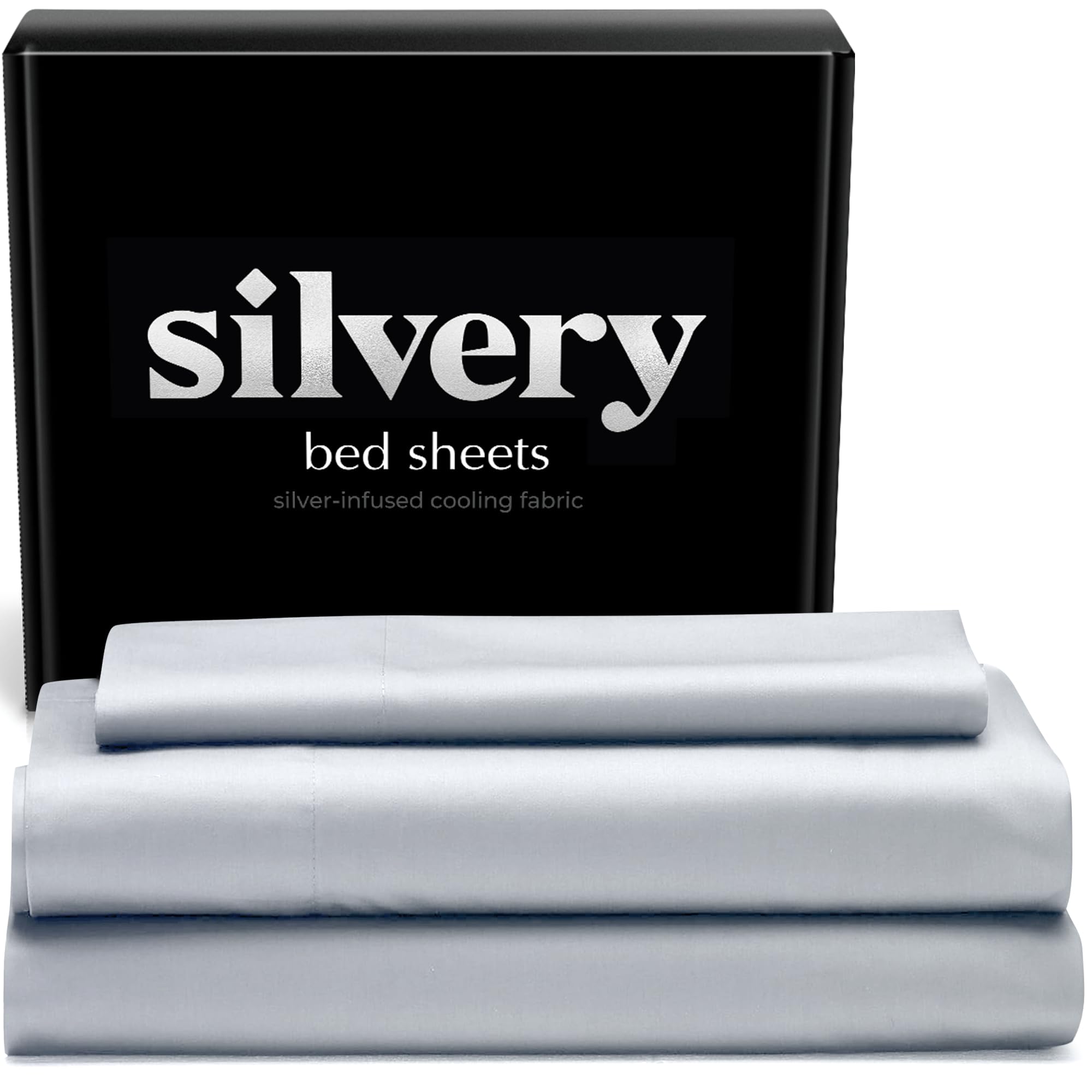 Silvery Silver Infused Bed Sheets Set - Award-Winning Self-Cooling Fabric with Self-Cleaning Silvery Technology™ for Hygienic Sleep - Luxurious Silky Soft Comfort