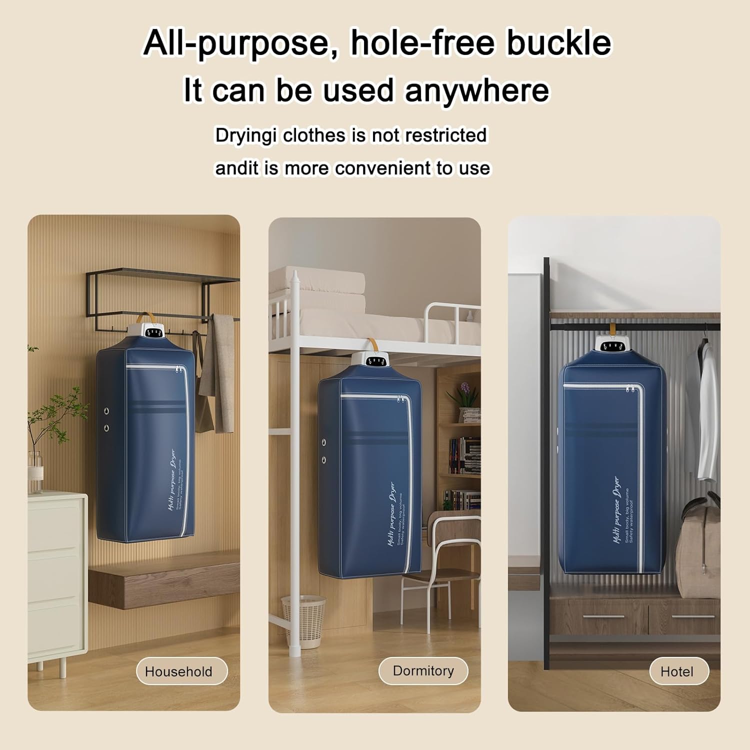 Portable Clothes Dryer, Mini Compact Dryer, Upgraded Fast-Drying Machine with Adjustable Timer & Wrinkle-Reducing Heat, for Travel, Apartment, Families, RV