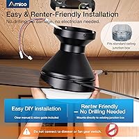 Vista 7 de Ventiladores de techo Amico con luces, ventilador de techo de 30 pulgadas de perfil bajo con luz y control remoto, montaje empotrado, reversible