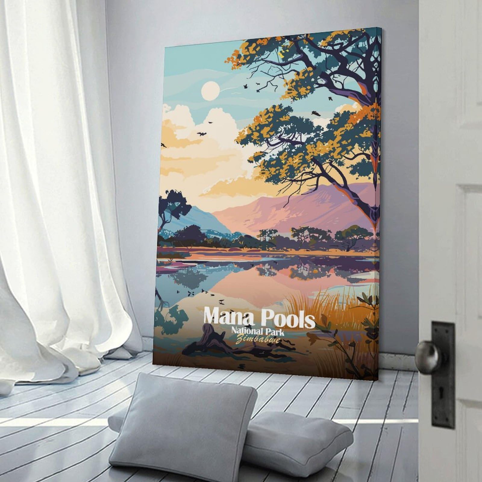 Junmoney Mana Pools National Park, Zimbabwe Canvas Art Print, 16x24inch(40x60cm), for Bedrooms, Workspaces And Everyday Interiors, A Flexible Wall Accent for Shared Spaces