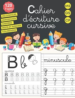 Marque Cahier d'Écriture Cursive Maternelle et CP - 120 Pages d'Exercices progressifs