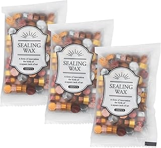Mceal Sealing Wax Beads,300pcs Octagon Shape Wax Seal 100pcs Pack of 3 Mix Color(Metallic)
