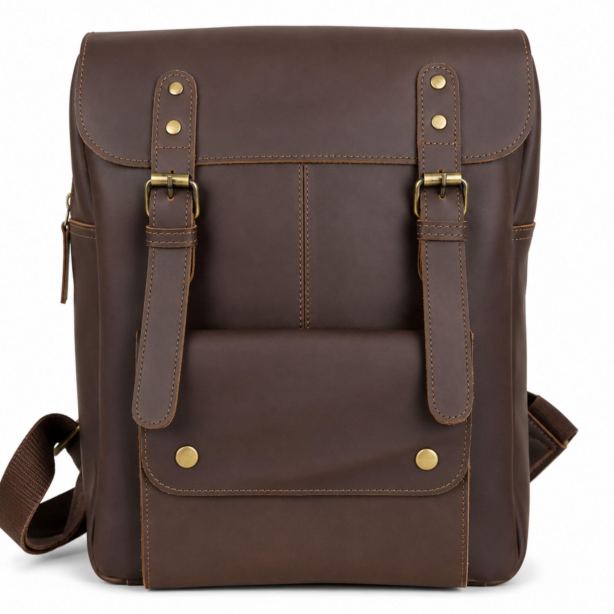 Handmade Genuine Leather Backpack for Men & Women | Ctazy Horse Leather Rucksack Laptop Backpack | Travel, Office, College, Casual Stylish Backpack (Leather Backpack)-image-0