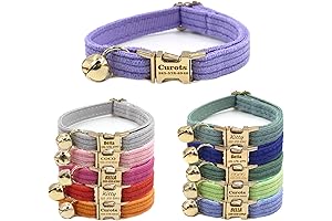 Engraved Metal Buckle Velvet Cat Collars