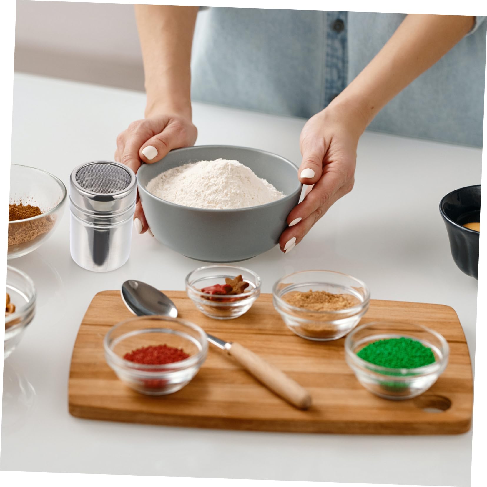 PRETYZOOM Latte Art Jar Stainless Steel Condiment Bottle Powder Shaker Sifter Easy to Clean for Hot Cocoa Seasonings