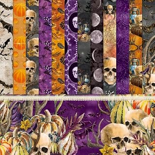 24 Sheets 6'' x 6'' Single-sided Vintage Halloween Pattern Scrapbook Paper, Skeleton Pumpkin Dark Moon Print Cardstock Paper, Halloween Decorative Craft Paper for Card Making Photo Album Journal