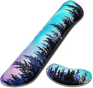 Dapesuom Enlarge Keyboard Wrist Rest Pad,Memory Foam Set Wrist Cushion Support for Easy Typing & Pain Relief,Mouse Wrist Pad, Anti-Slip Wrist Support for Gaming,Computer, Laptop, Office, Forest