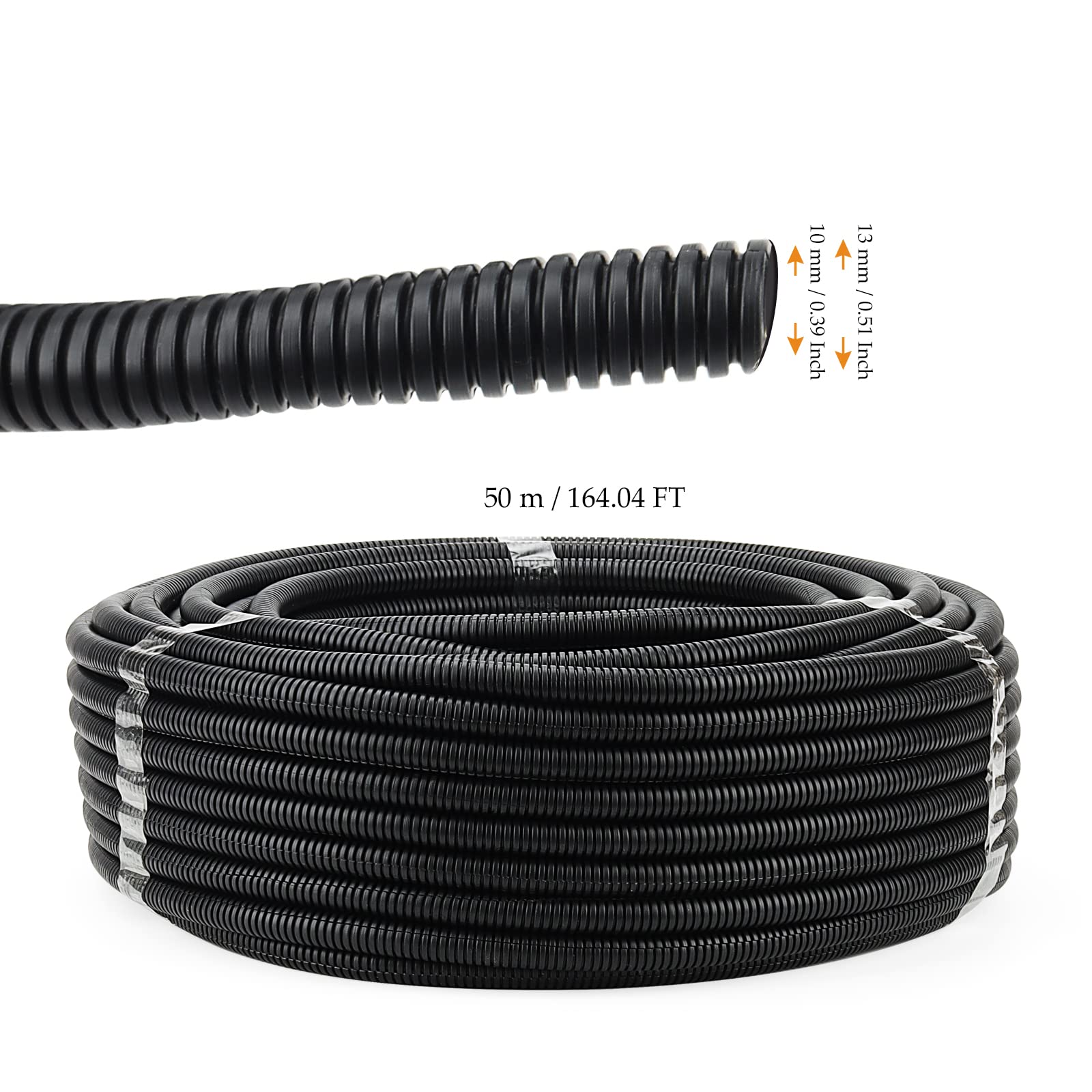 AUPROTEC Gegolfde buis, zonder sleuf, 2 tot 50 m, lege buis voor aardkabel/gegolfde buis, UV-bestendig, kabelbeschermingsslang, zwart, binnendiameter 13 mm, lengte 25 m