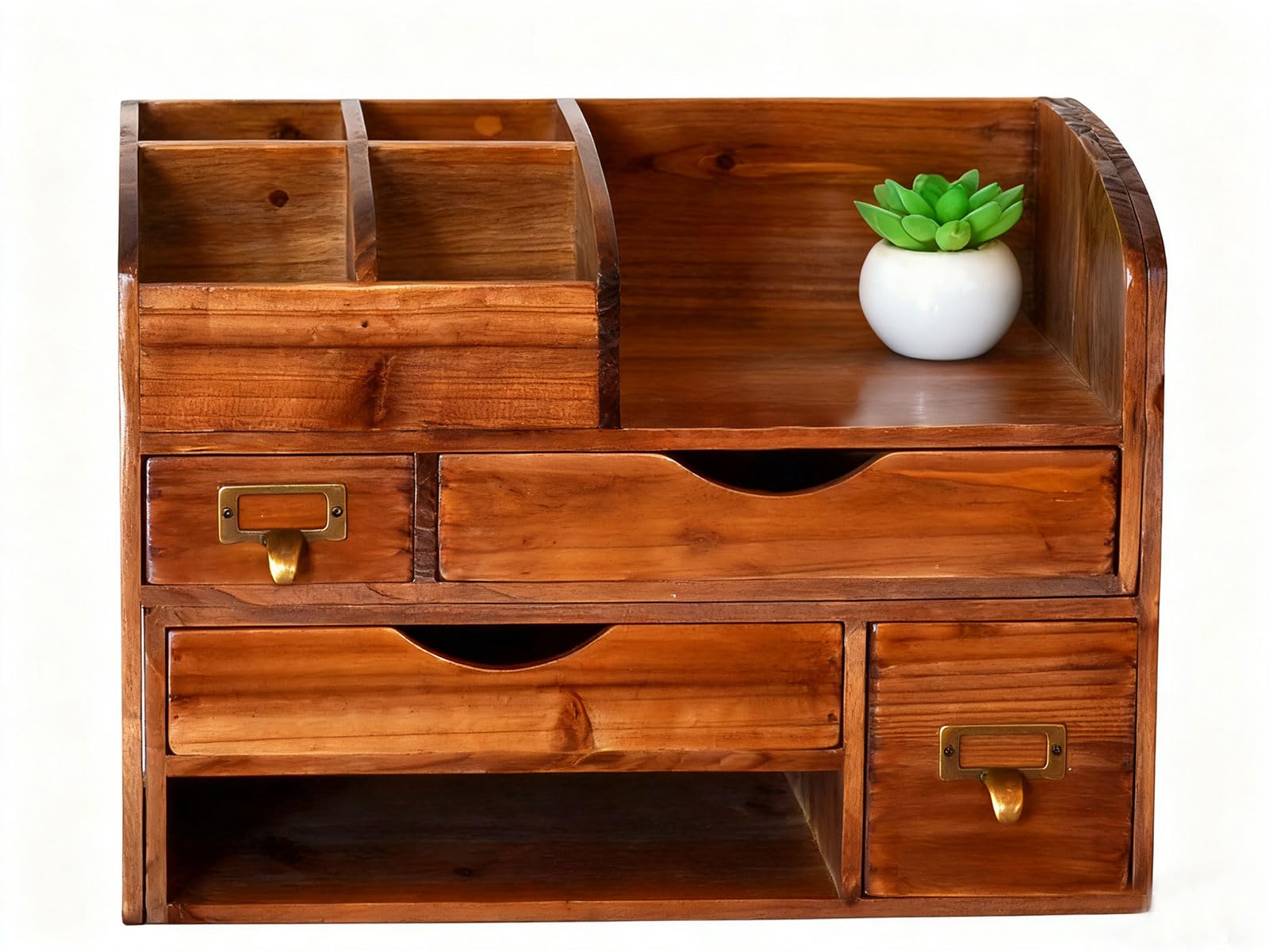 Amazon.co.jp: Juleduo デスクオーガナイザー 小物入れ 木製 卓上収納