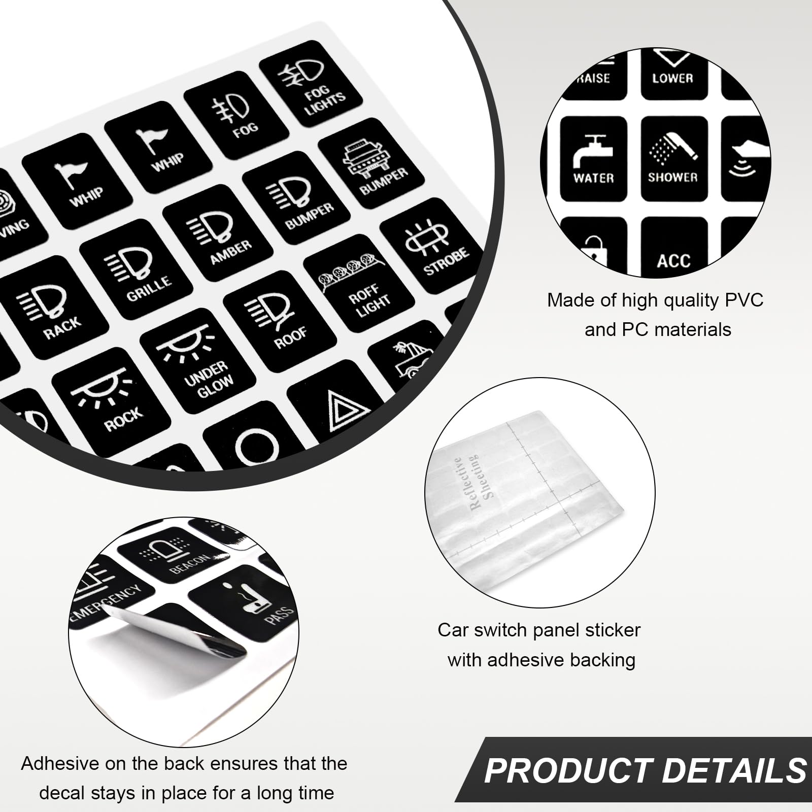 Standard Rocker Switch Sticker Snapklik.com : KVAEY 120 PCS Car Decal Stickers, Graphic Text Auto ...