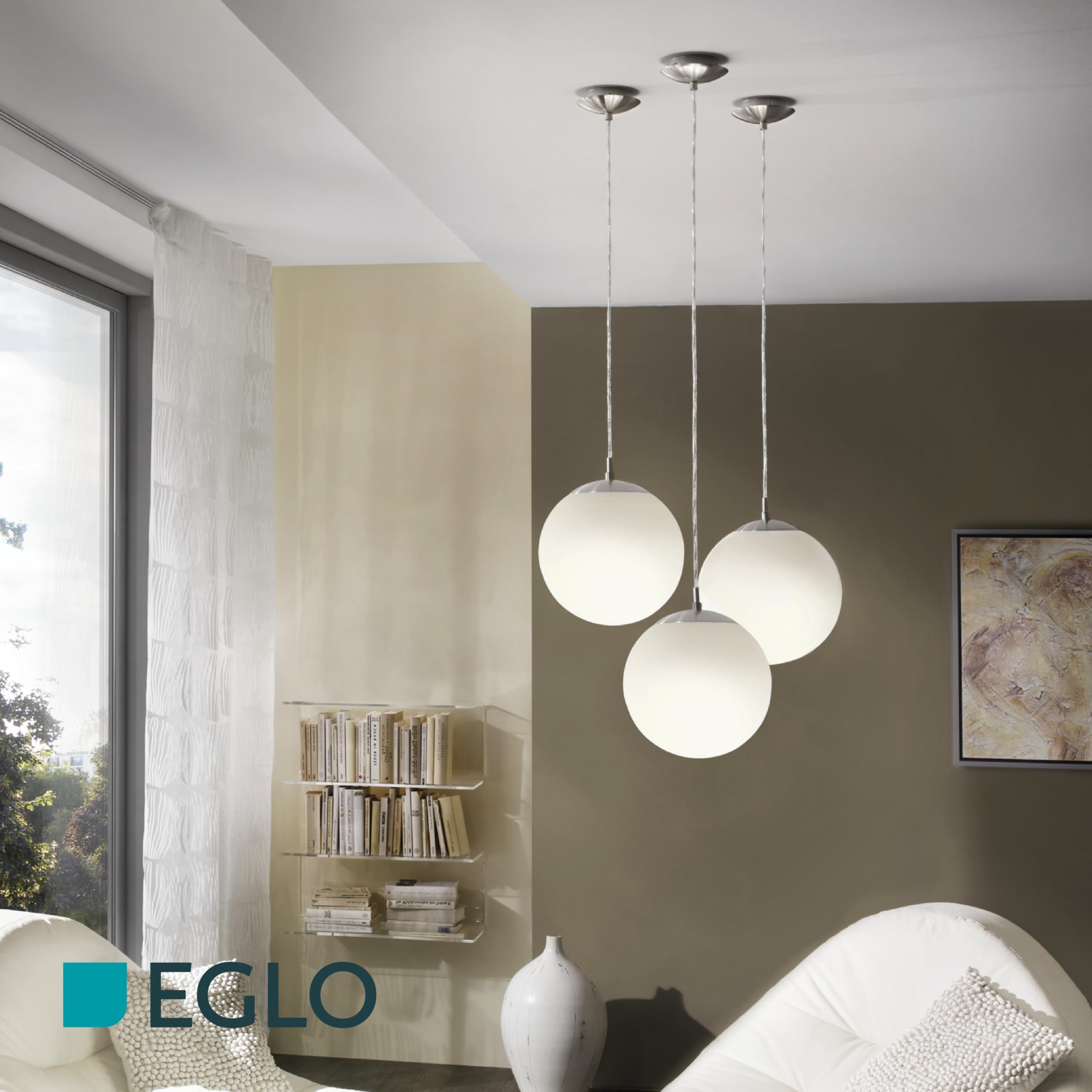 EGLO 85263 RONDO soffitto lampada a sospensione con opale opaco vetro diametro 30 CM OPACO nickel