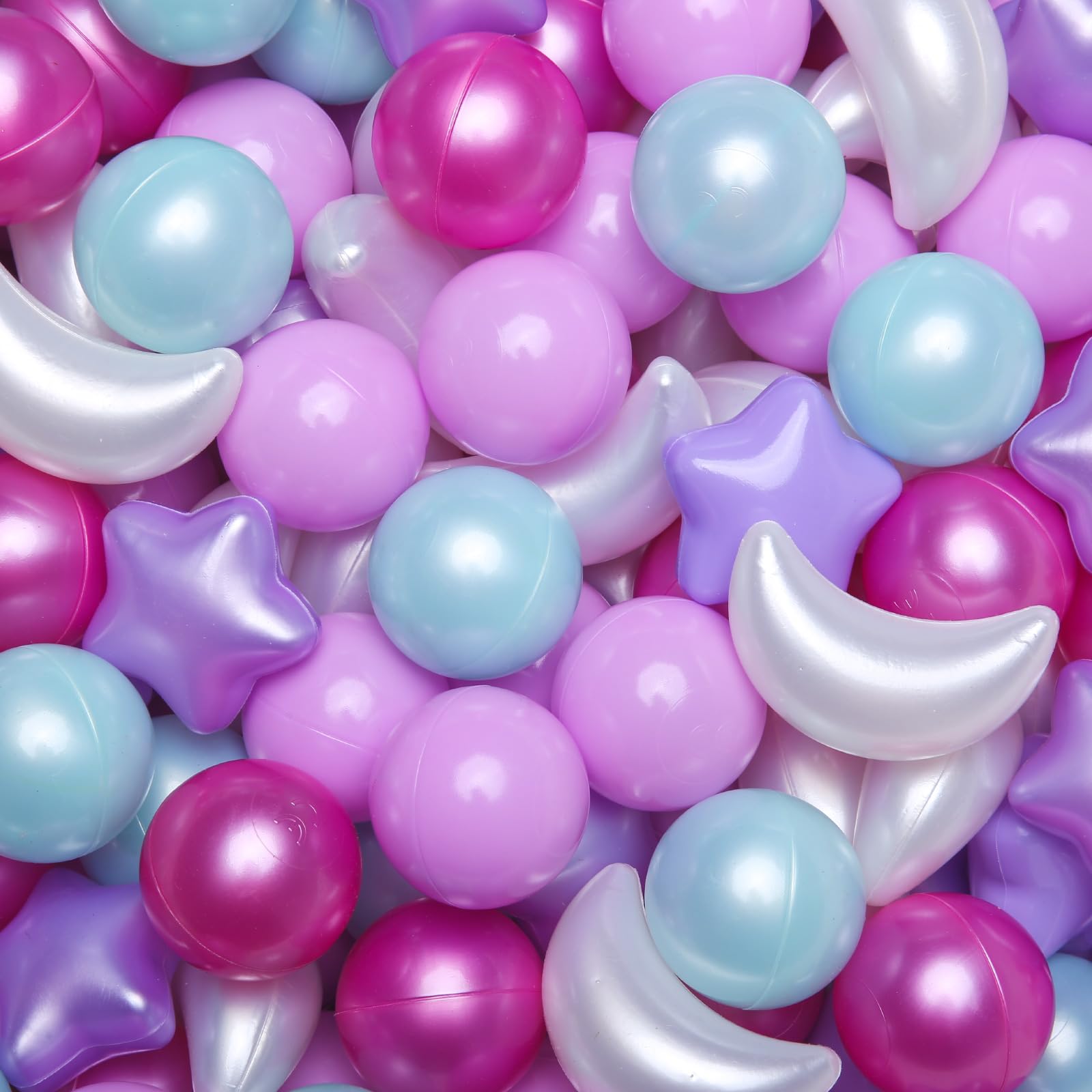 GOGOSO Ball Pit Balls Stars Moon Shapes for Toddlers Phthalate-Free BPA-Free Non-Toxic, Soft Plastic Play Balls for Baby Kids Tent Pool Party Decor (Green Purple, 100)