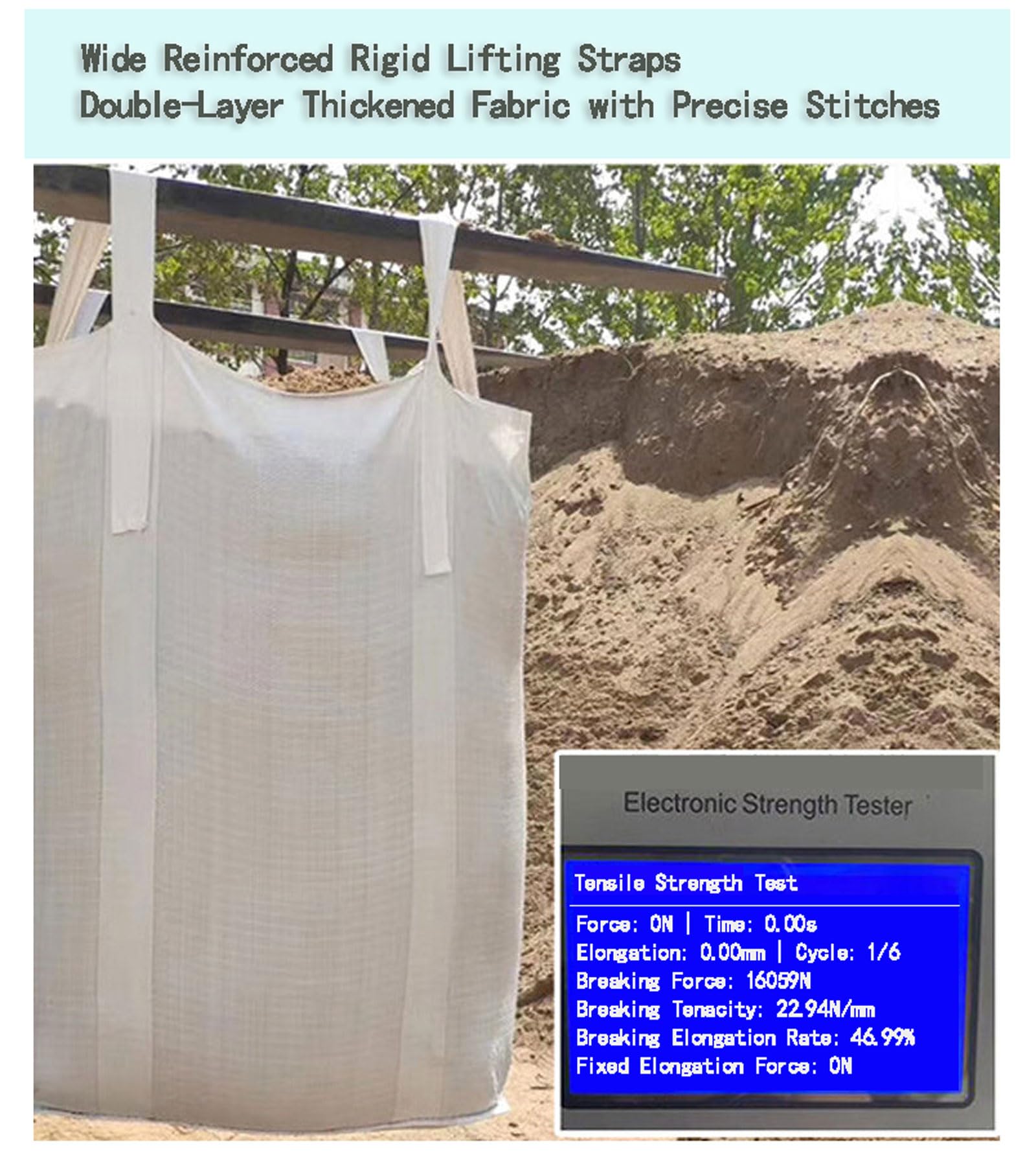 Big Bag in Polipropilene,90 x 90 x 110 cm,Sacco da 1,5 tonnellate,per Materiali da Costruzione detriti edili,Legno,rifiuti da Giardino,Sabbia – Sacchi detriti da Costruzione(Size:5-Pack)