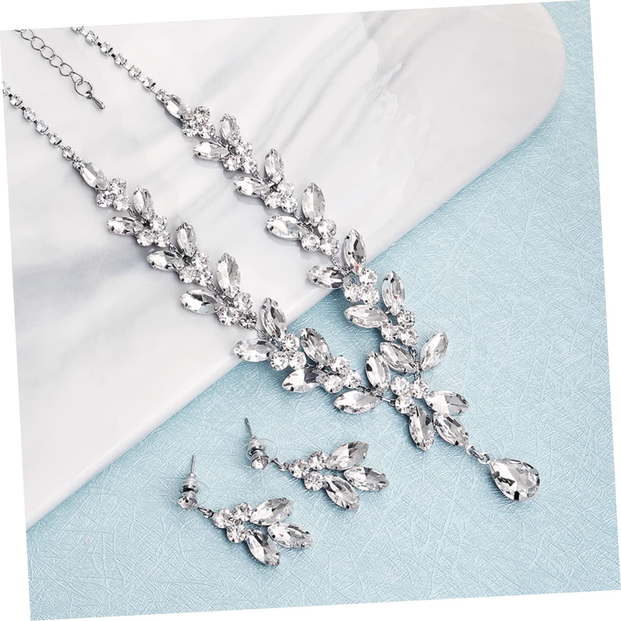 ifundom 3juegos Joyería De Boda Para Novia Conjunto De Collar De Rhinestone y Pendientes Elegantes Para Vestido De Boda Accesorios De Fiesta Para Mujer Collar Pendientes